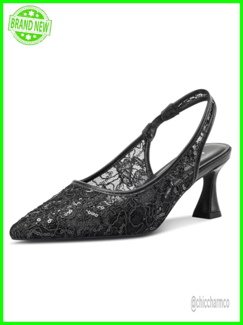 Lace Mesh Slingback Kitten Heel Wedding Pumps Closed Pointed Toe Bridal Heels